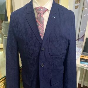 Scotch and Soda Navy Blue Textured Men's suit